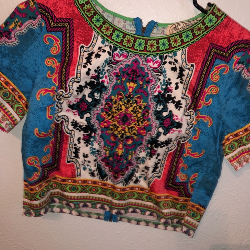 Flying Tomato Cropped Printed Blouse